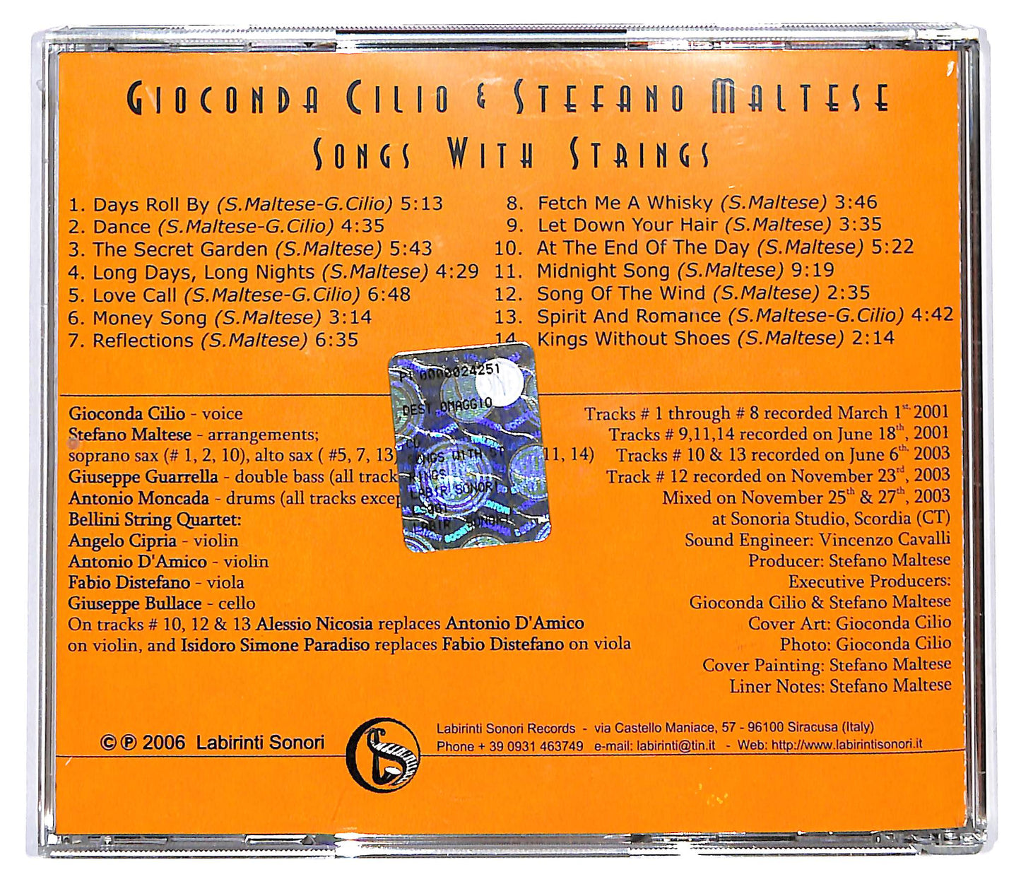 EBOND Gioconda Cilio , Stefano Maltese - Songs with Strings CD CD135548
