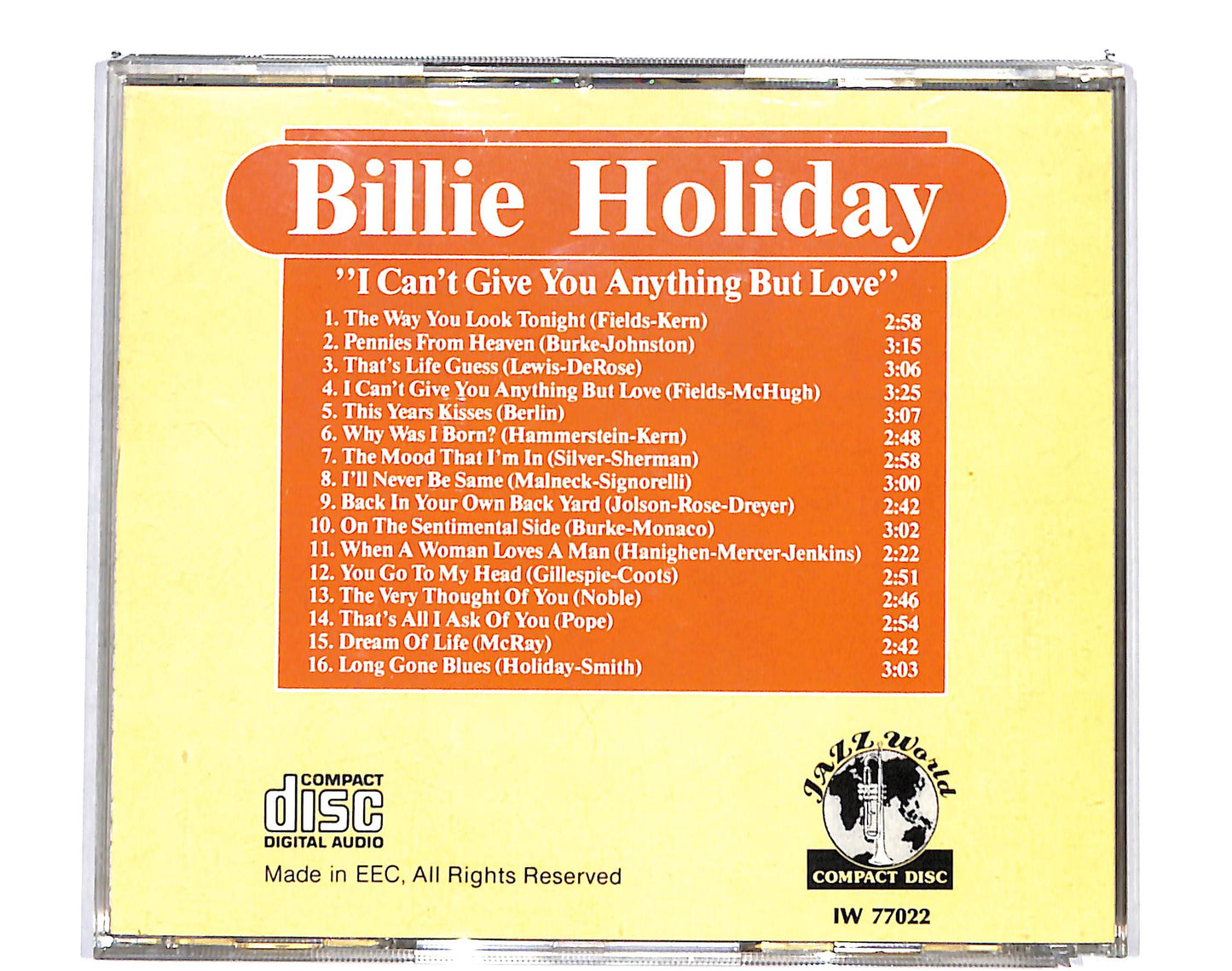 EBOND Billie Holiday - I Can’t Give You Anything But Love CD CD135612