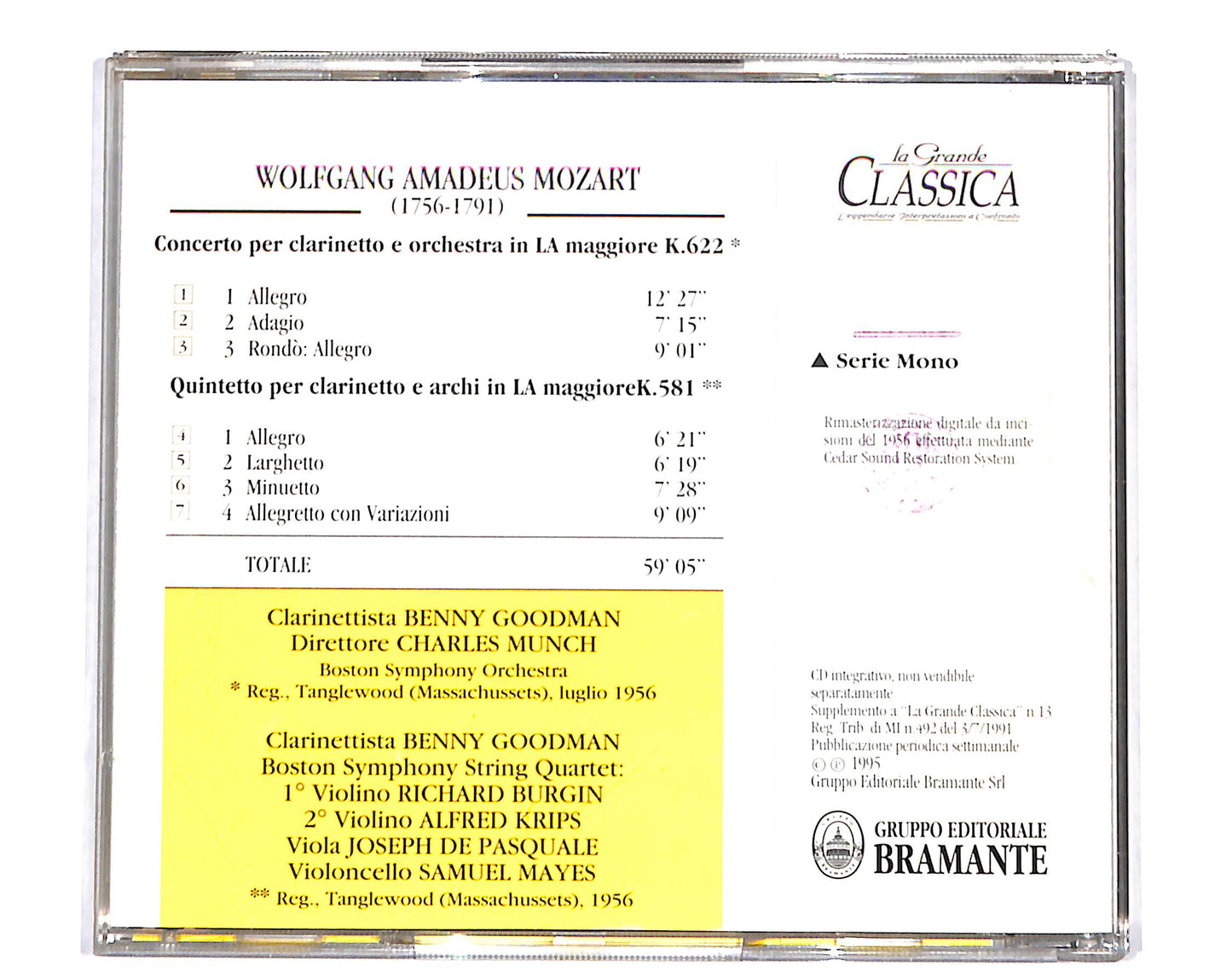 EBOND Mozart - Concerto per clarinetto k.622 CD CD135613