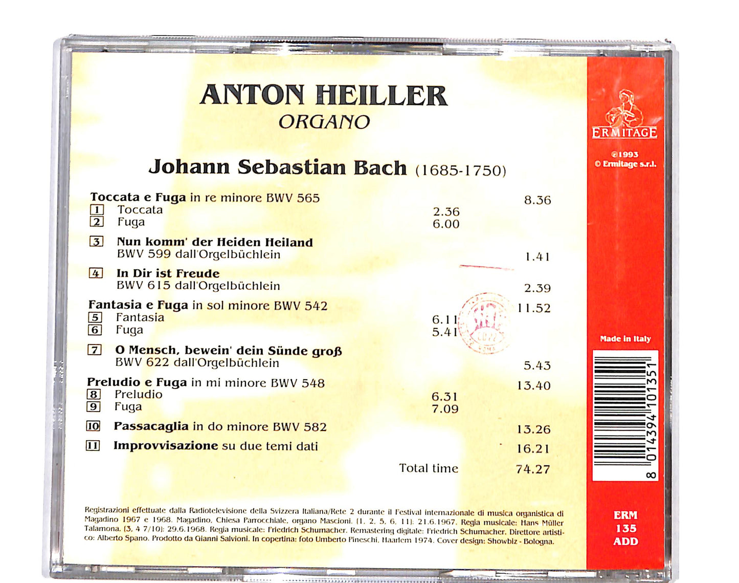 EBOND Anton Heiller - Bach Organ Recital EDITORIALE CD CD135629