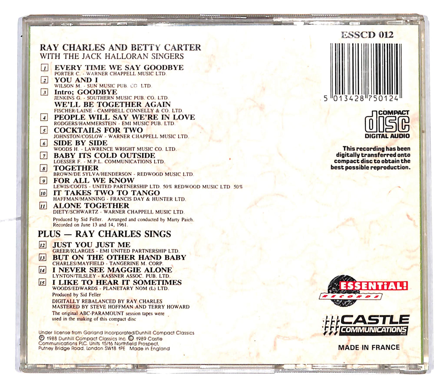 EBOND Ray Charles And Betty Carter - Ray Charles And Betty Carter CD CD136118