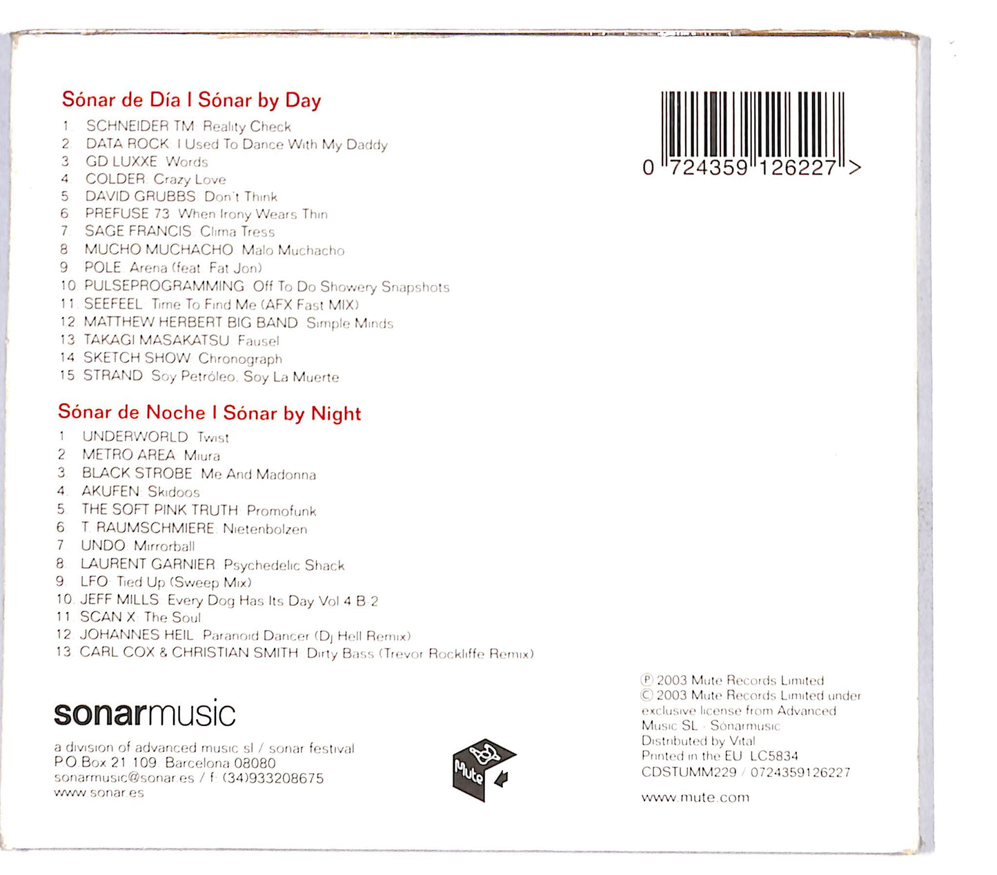 EBOND Various - Sonar 2003 DIGIPACK CD CD136227