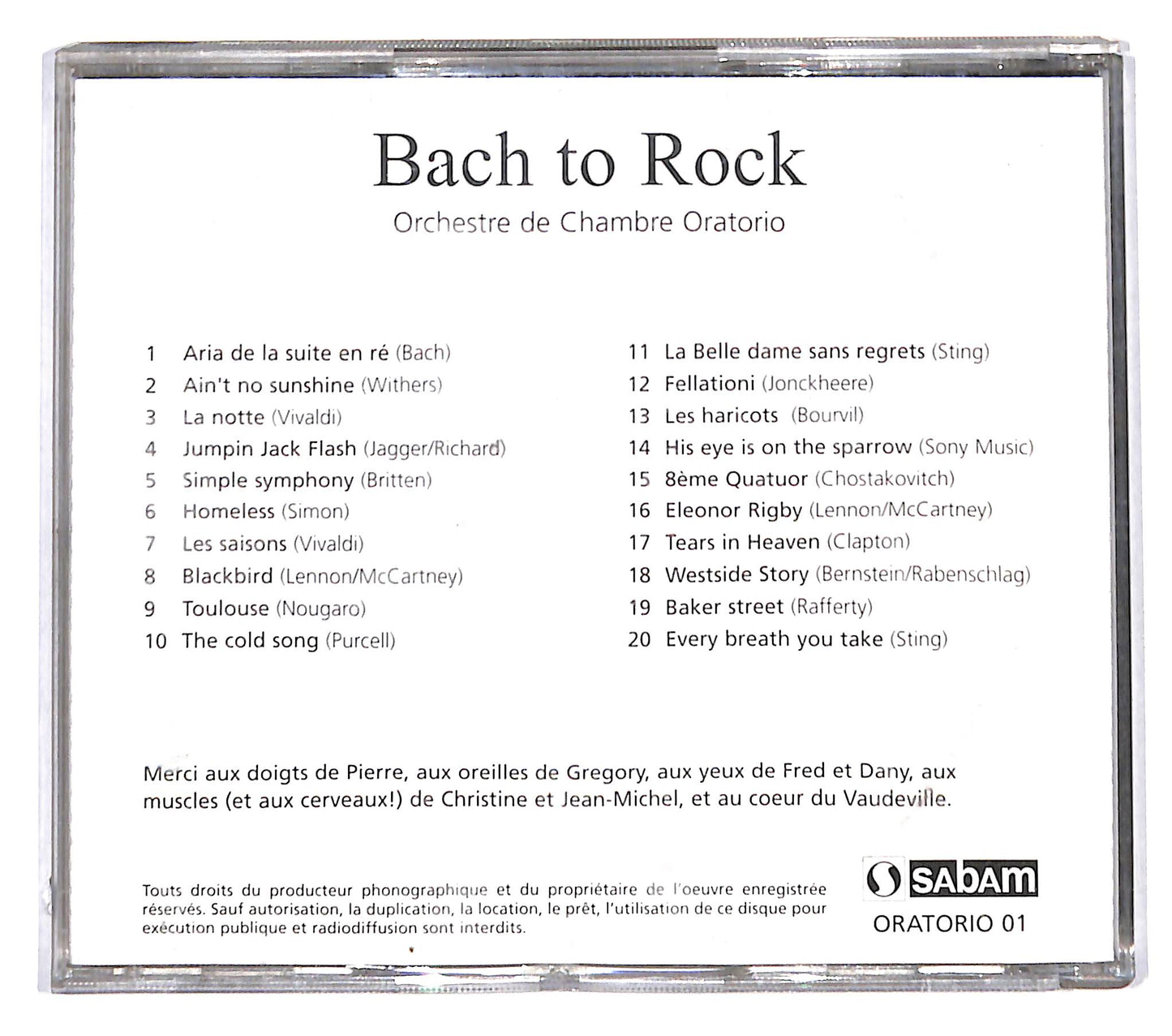 EBOND Various - Bach to Rock Orchestre de Chambre Oratorio CD CD136451