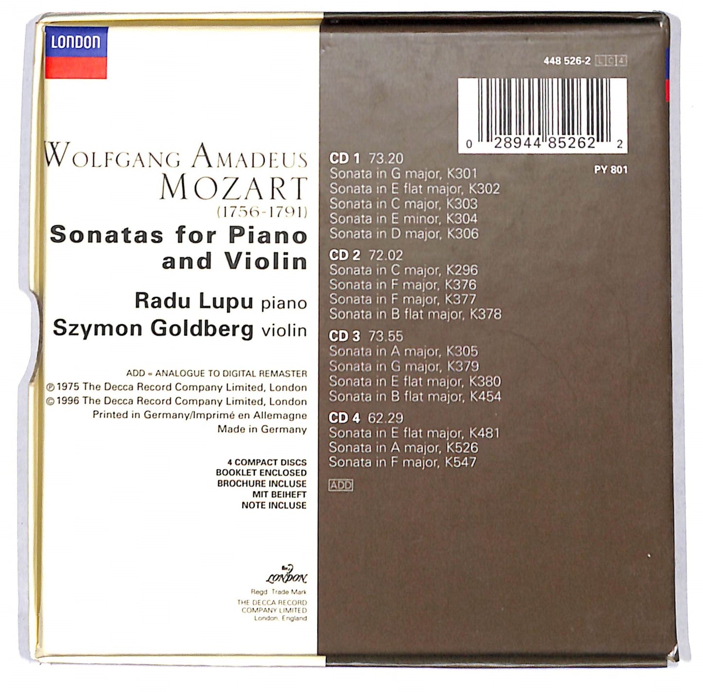 EBOND Mozart - Sonatas For Piano And Violin CD CD136460
