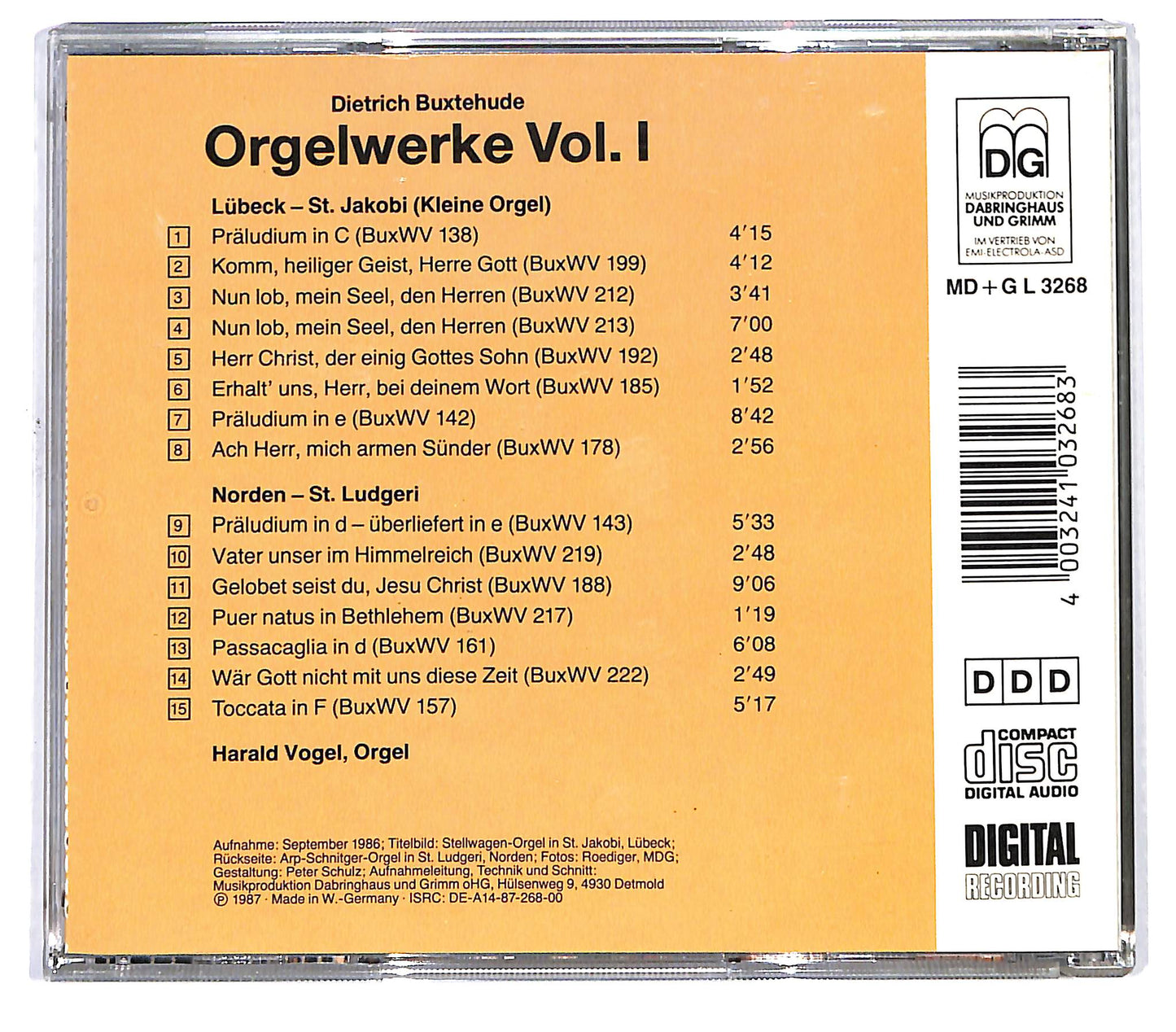 EBOND Dietrich Buxtehude - Harald Vogel - Orgelwerke Vol. 1 CD CD136634
