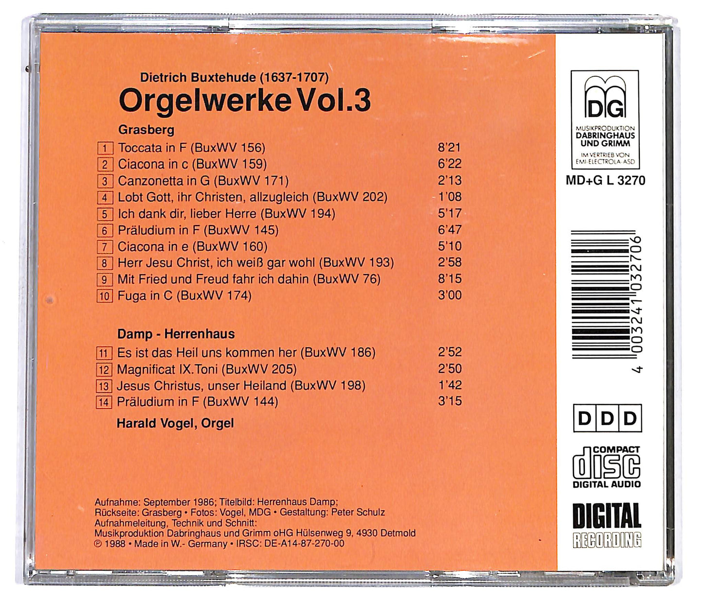 EBOND Dietrich Buxtehude - Harald Vogel - Orgelwerke Vol.3 CD CD136644