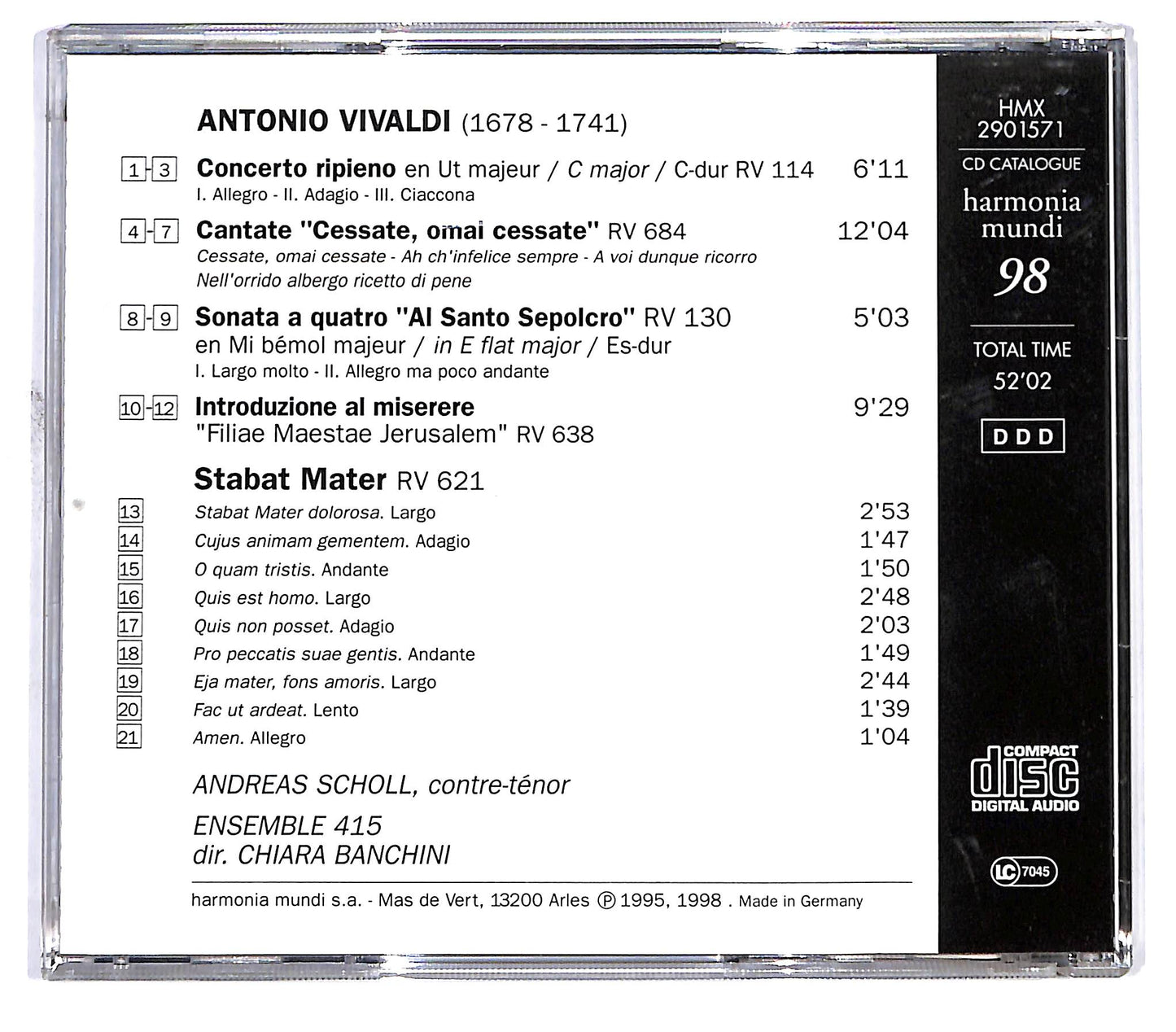 EBOND Vivaldi - Andreas Scholl , Chiara Banchini - Stabat Mater CD CD136645