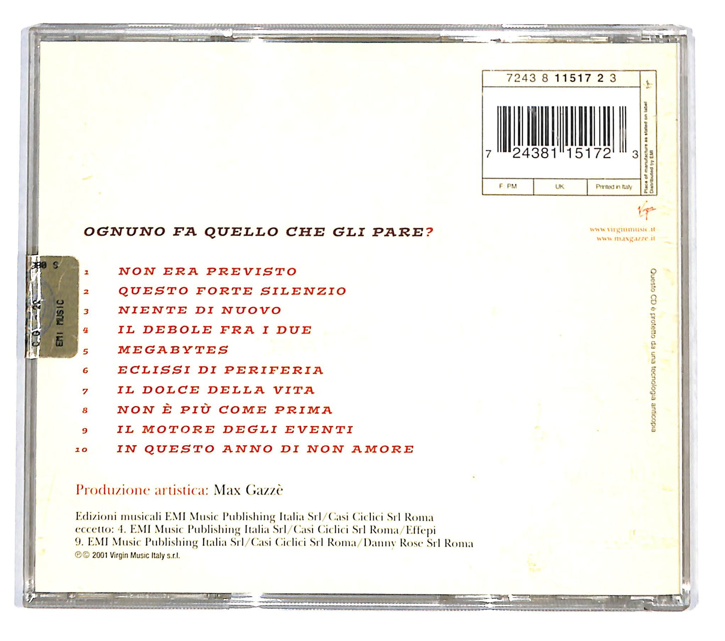 EBOND Max Gazze - Ognuno Fa Quello Che Gli Pare? CD CD136802