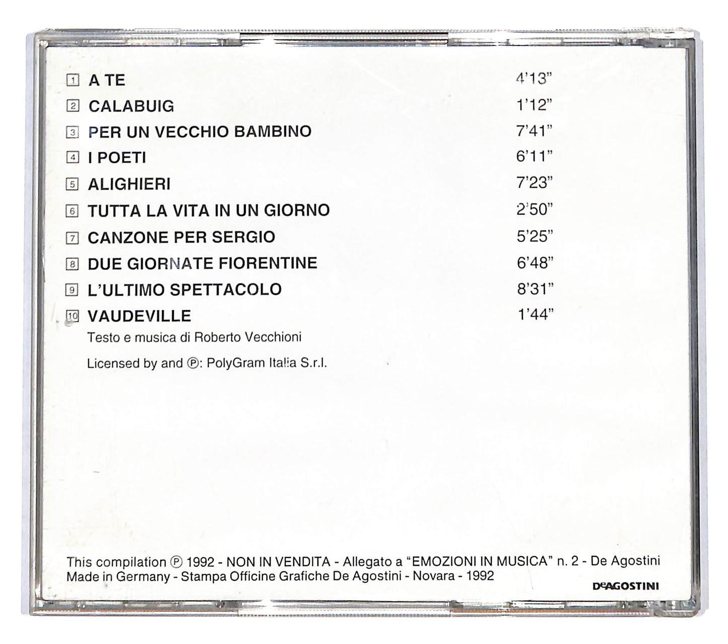 EBOND Roberto Vecchioni - Emozioni In Musica CD CD136811
