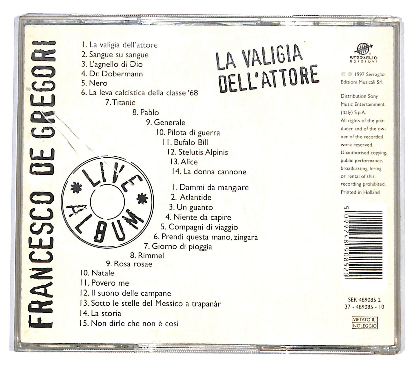 EBOND Francesco De Gregori - La Valigia Dell'attore CD CD136910