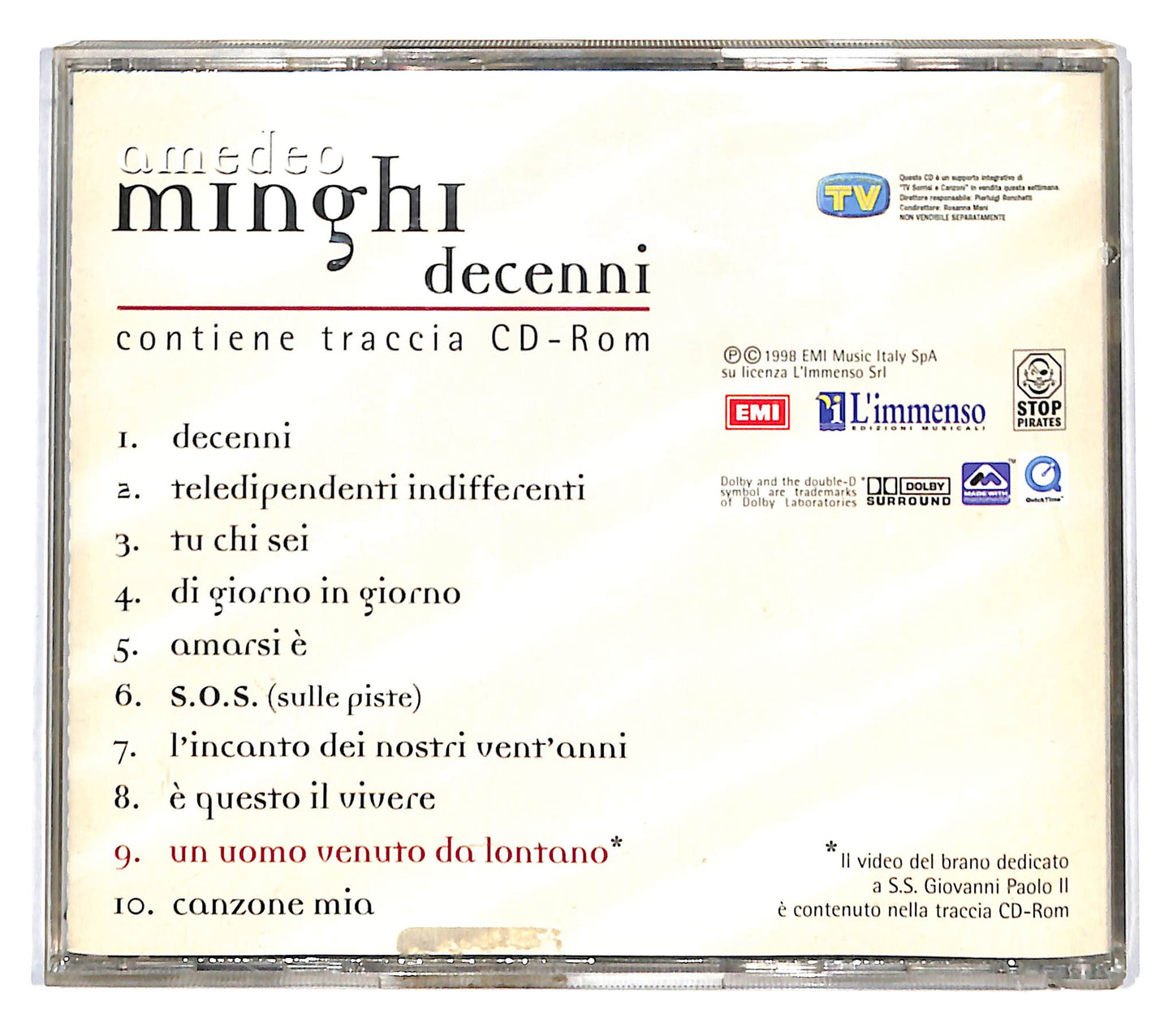 EBOND Amedeo Minghi - Decenni EDITORIALE CD CD136919