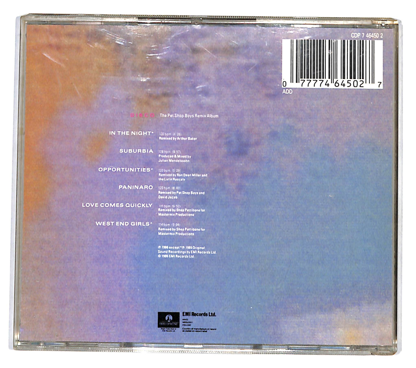 EBOND Pet Shop Boys - Disco CD CD137002