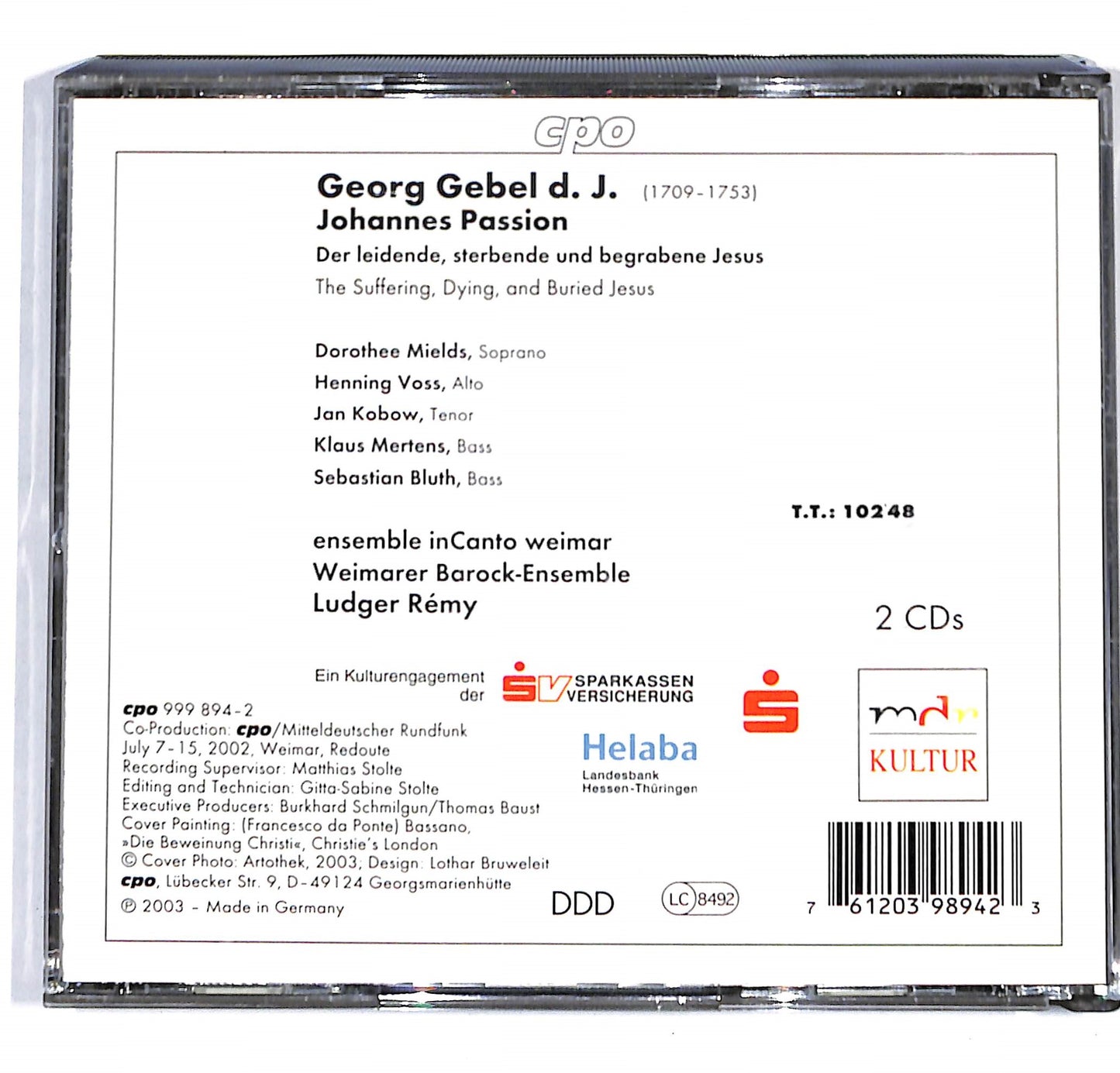 EBOND Georg Gebel d. J.- Barock-Ensemble - Johannes Passion CD CD137047