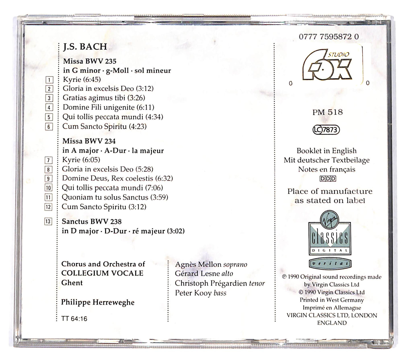 EBOND J.S. Bach - Missae BWV 234 & 235 Sanctus BWV 238 CD CD137113