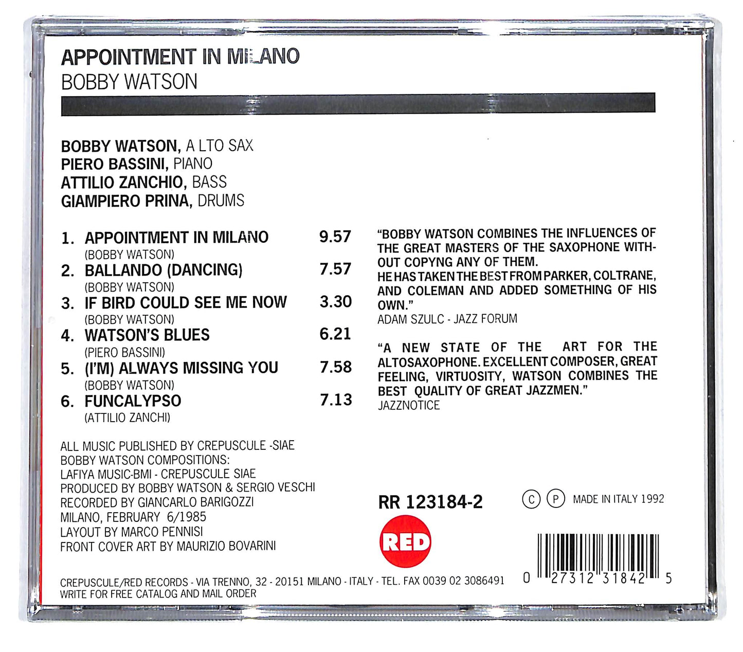 EBOND Bobby Watson - Appointment In Milano CD CD137208
