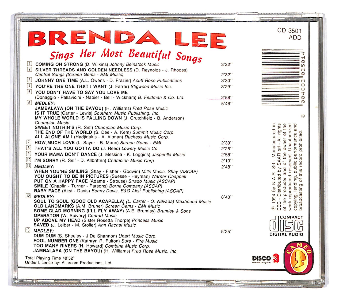EBOND Brenda Lee - Sings Her Most Beautiful Songs CD CD137459