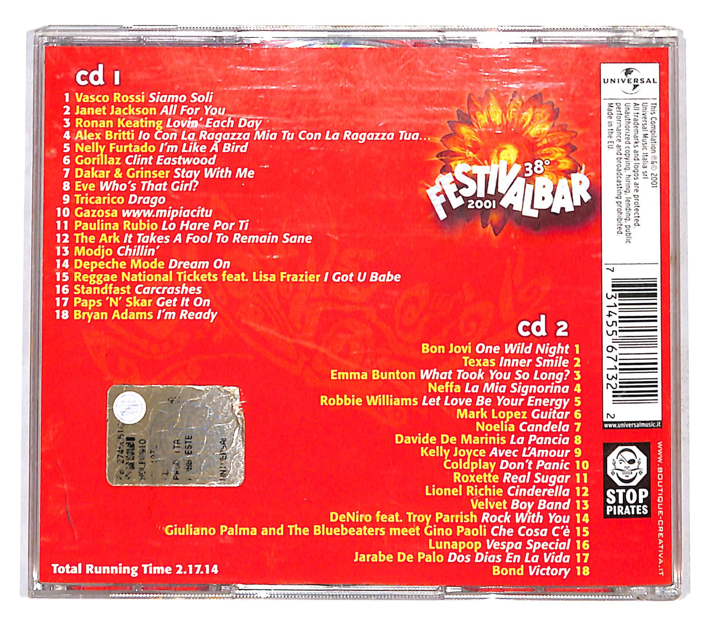 EBOND Various - 38° Festivalbar 2001 Compilation Rossa CD CD137535