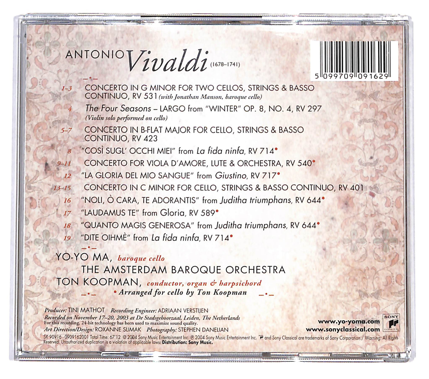 EBOND Yo-Yo Ma -Ton Koopman - Vivaldi's Cello CD CD137720