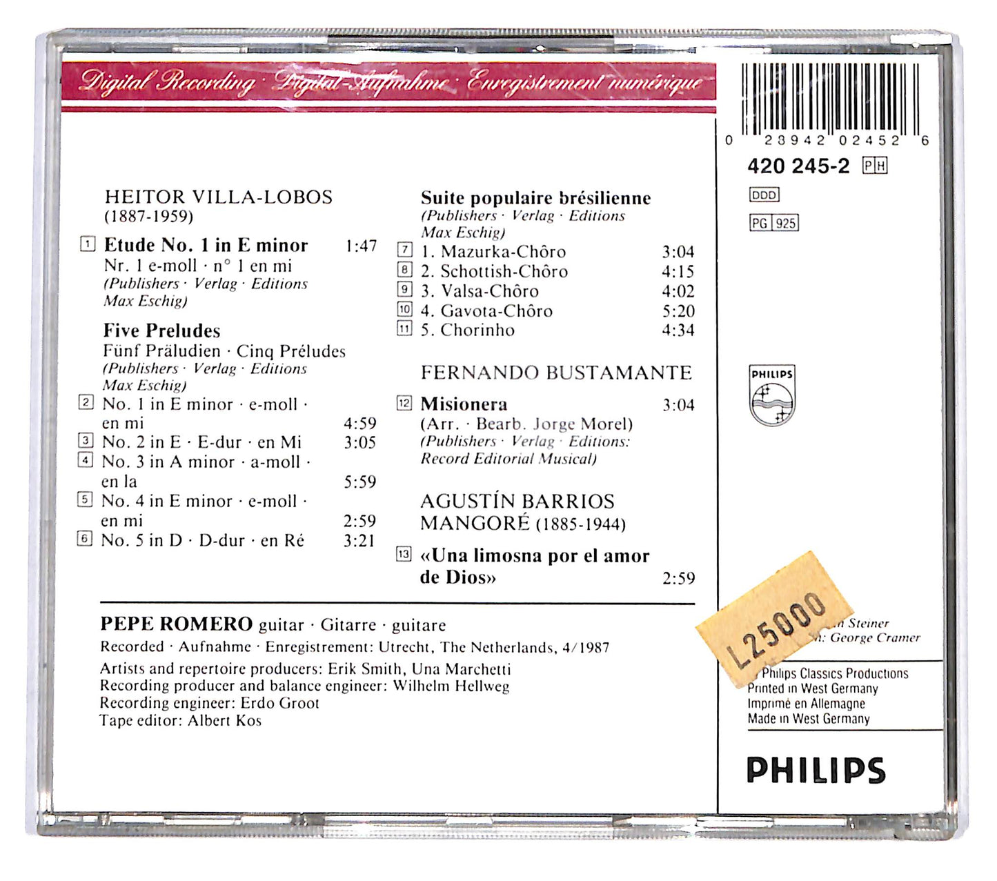 EBOND Villa-Lobos 5 Preludes -Suite Populaire Bresillienne CD CD137732