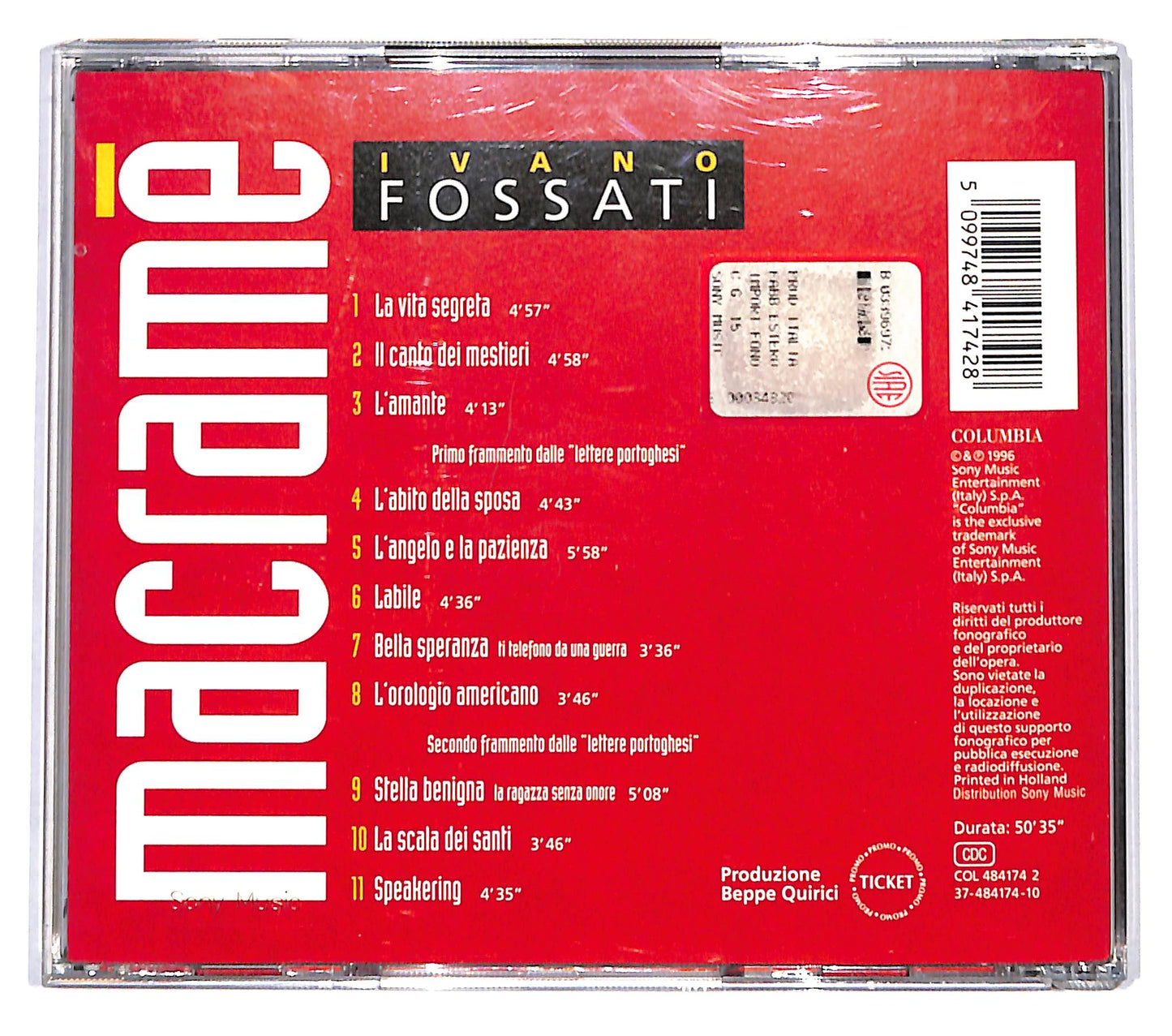 EBOND Ivano Fossati - Macrame CD CD137742