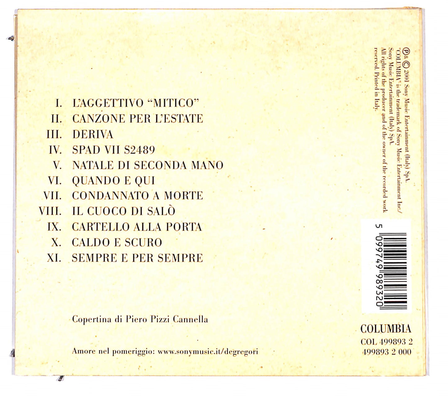 EBOND Francesco De Gregori - Amore Nel Pomeriggio DIGIPACK CD CD138234