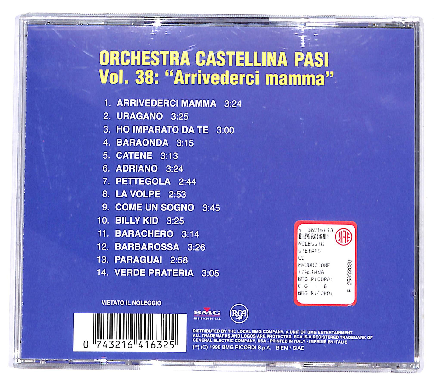 EBOND Orchestra Castellina-Pasi - Vol. 38 Arrivederci Mamma CD CD138418