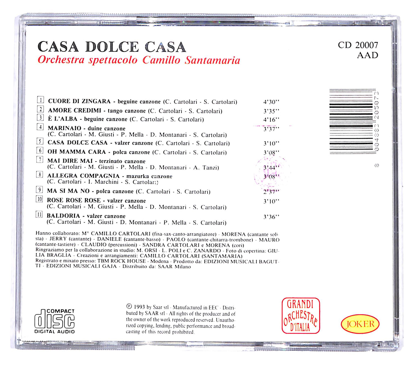 EBOND Orchestra Spettacolo Camillo Santamaria - Casa Dolce Casa CD CD138423