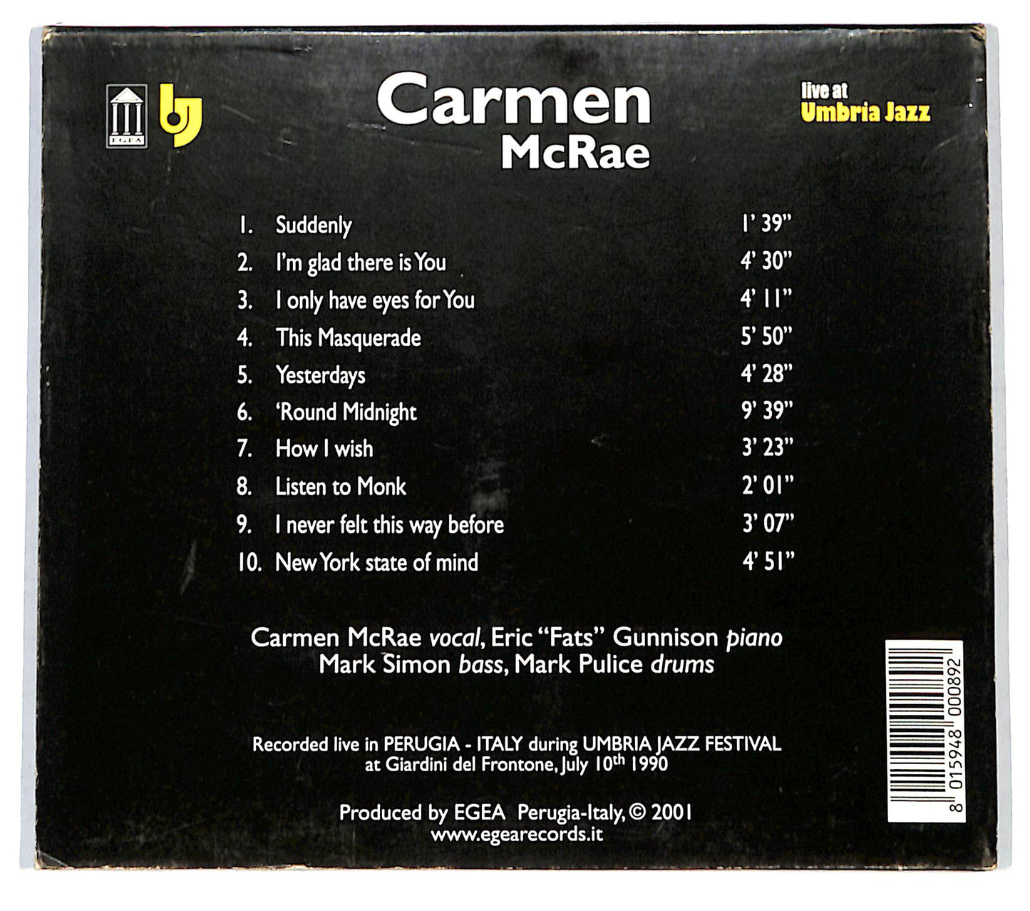 EBOND Carmen McRae - Live At Umbria Jazz CD CD138626