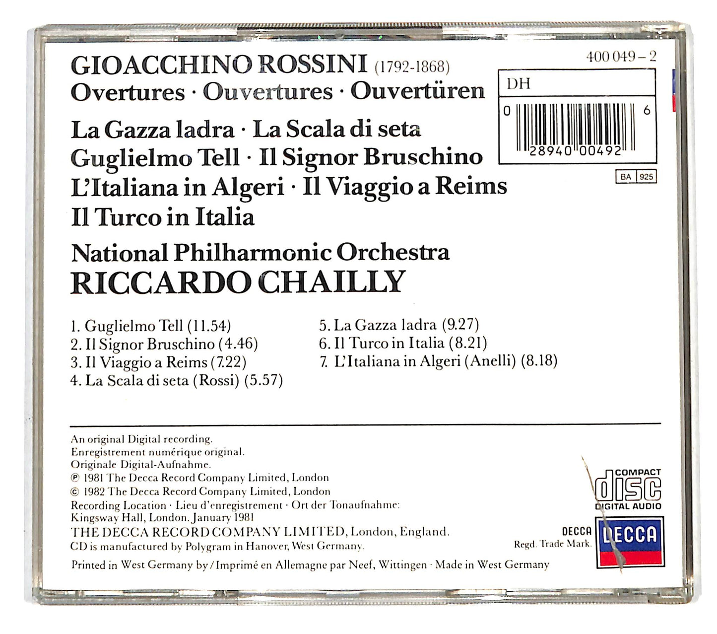EBOND Chailly Rossini - National Philharmonic - 7 Overtures CD CD138832