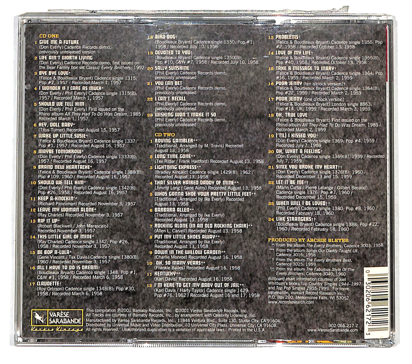 EBOND Everly Brothers - The Complete Cadence Recordings 1957-1960 CD CD139014