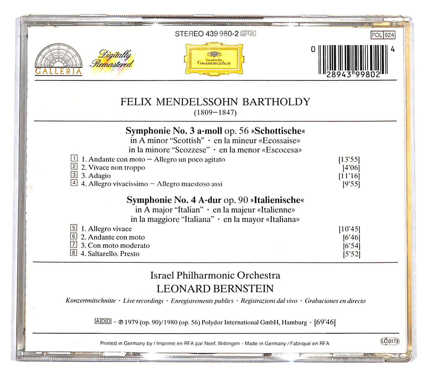 EBOND Mendelssohn - Symphonien No.3 No.4 CD CD139305