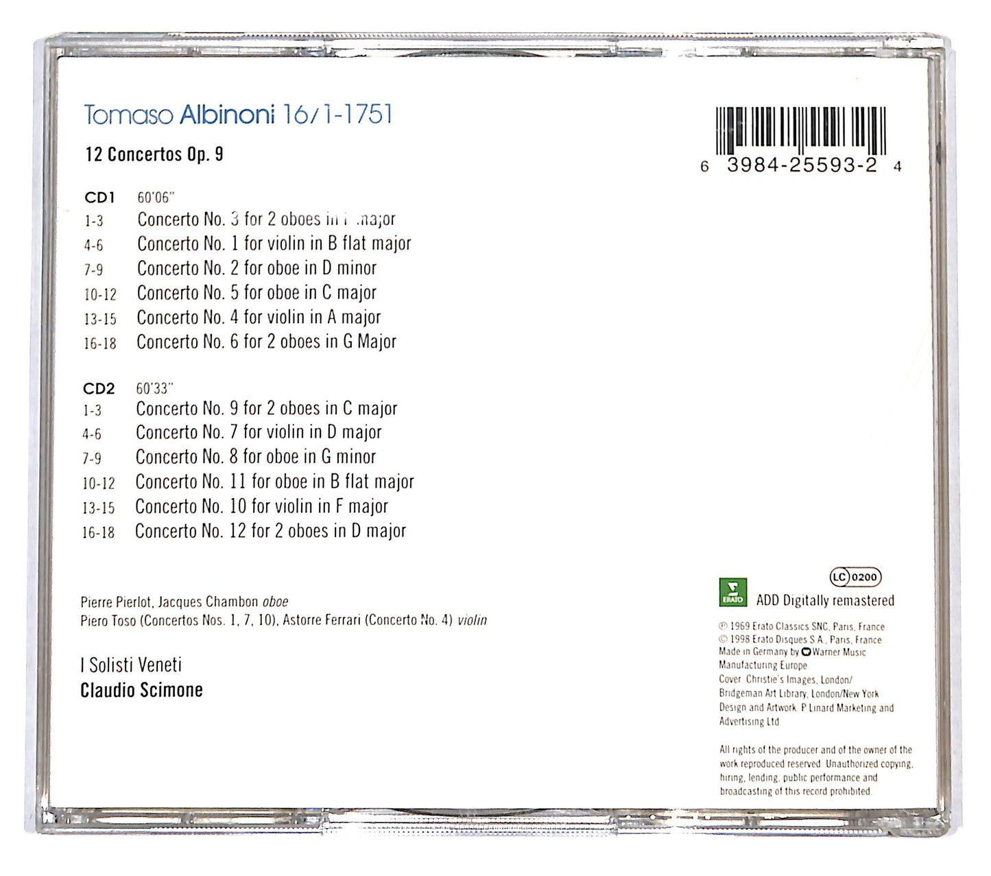 EBOND Albinoni - 12 Concertos Op. 9 Scimone CD CD139346