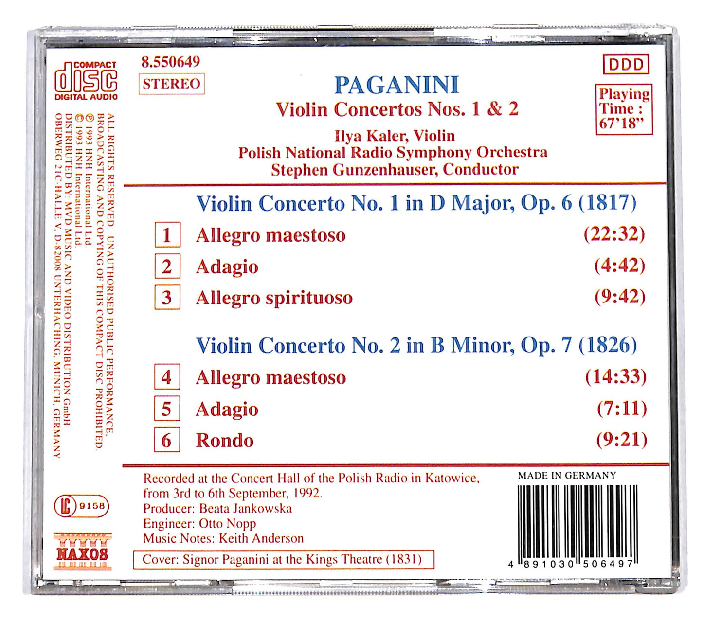 EBOND Paganini - Violin Concertos No 1 Op. 6 • No. 2 Op. 7 CD CD139350
