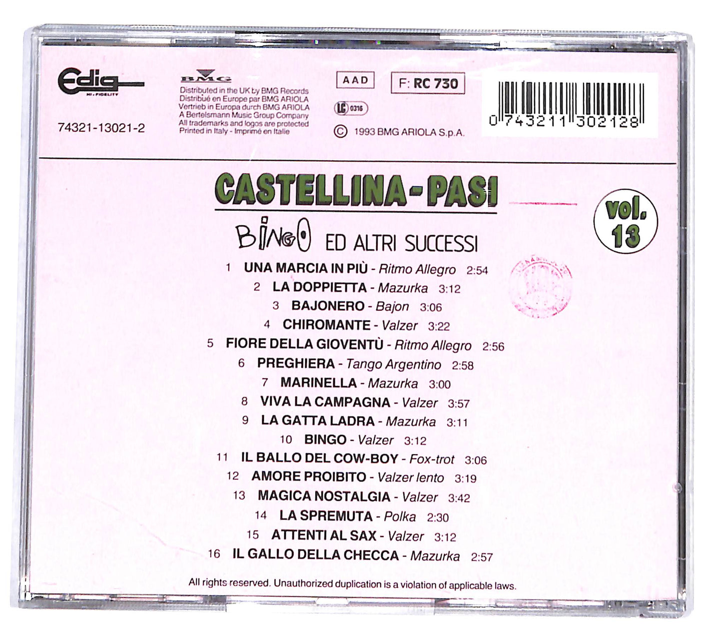 EBOND Castellina - Pasi - Bingo ed altri successi vol.13 CD CD139431