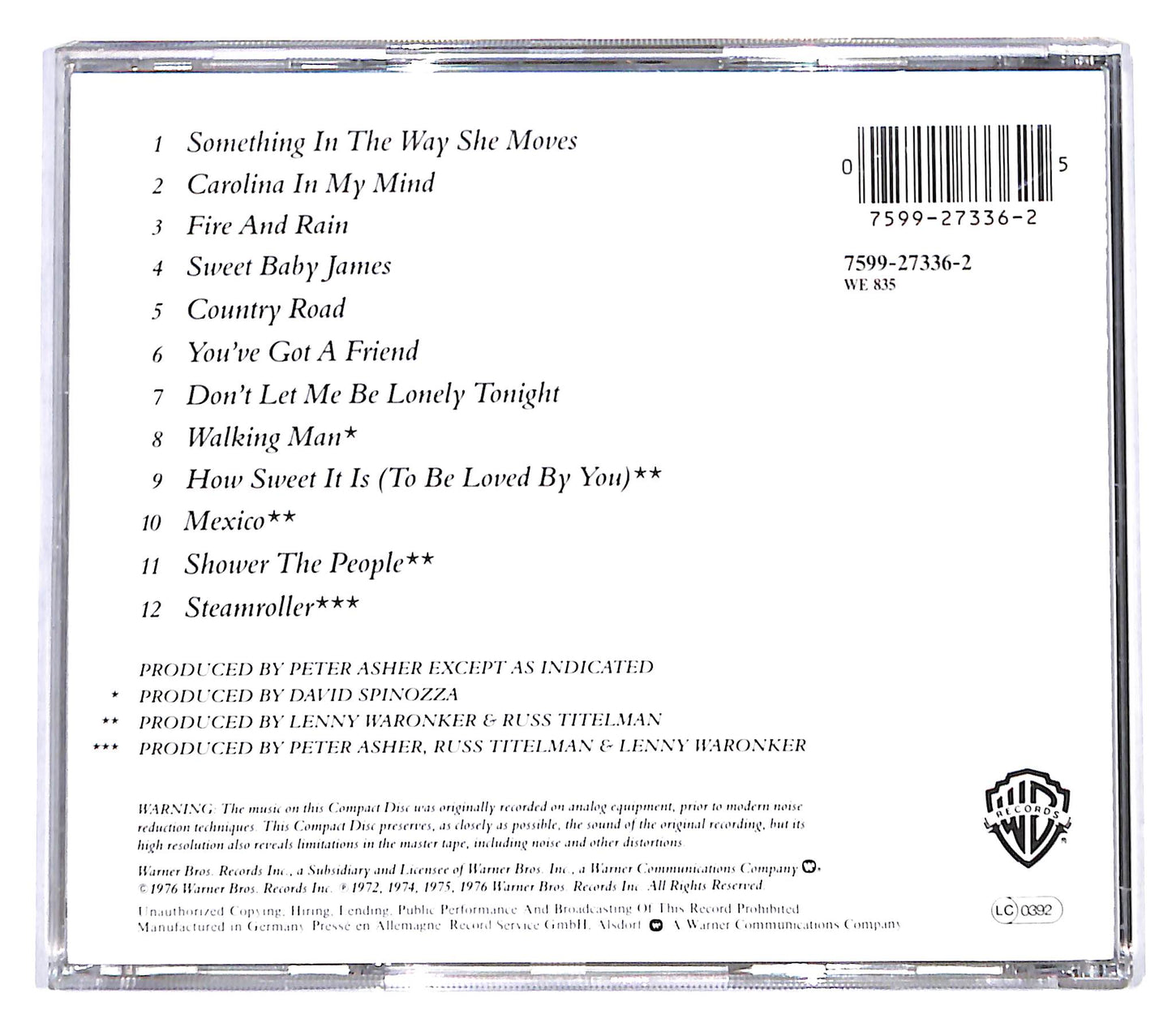 EBOND James Taylor - Greatest Hits CD CD140153