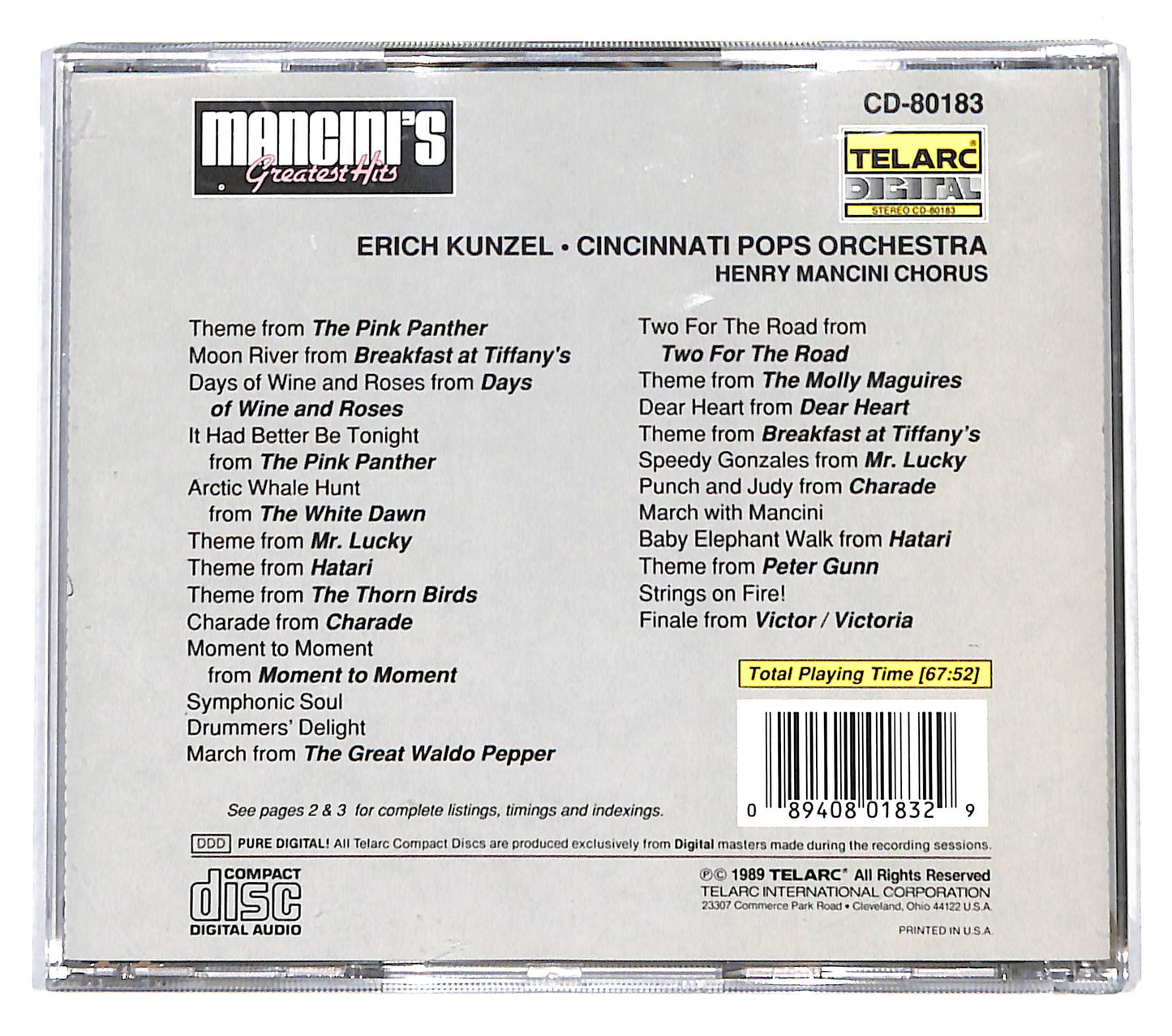 EBOND Erich Kunzel - Mancini's Greatest Hits CD CD140448