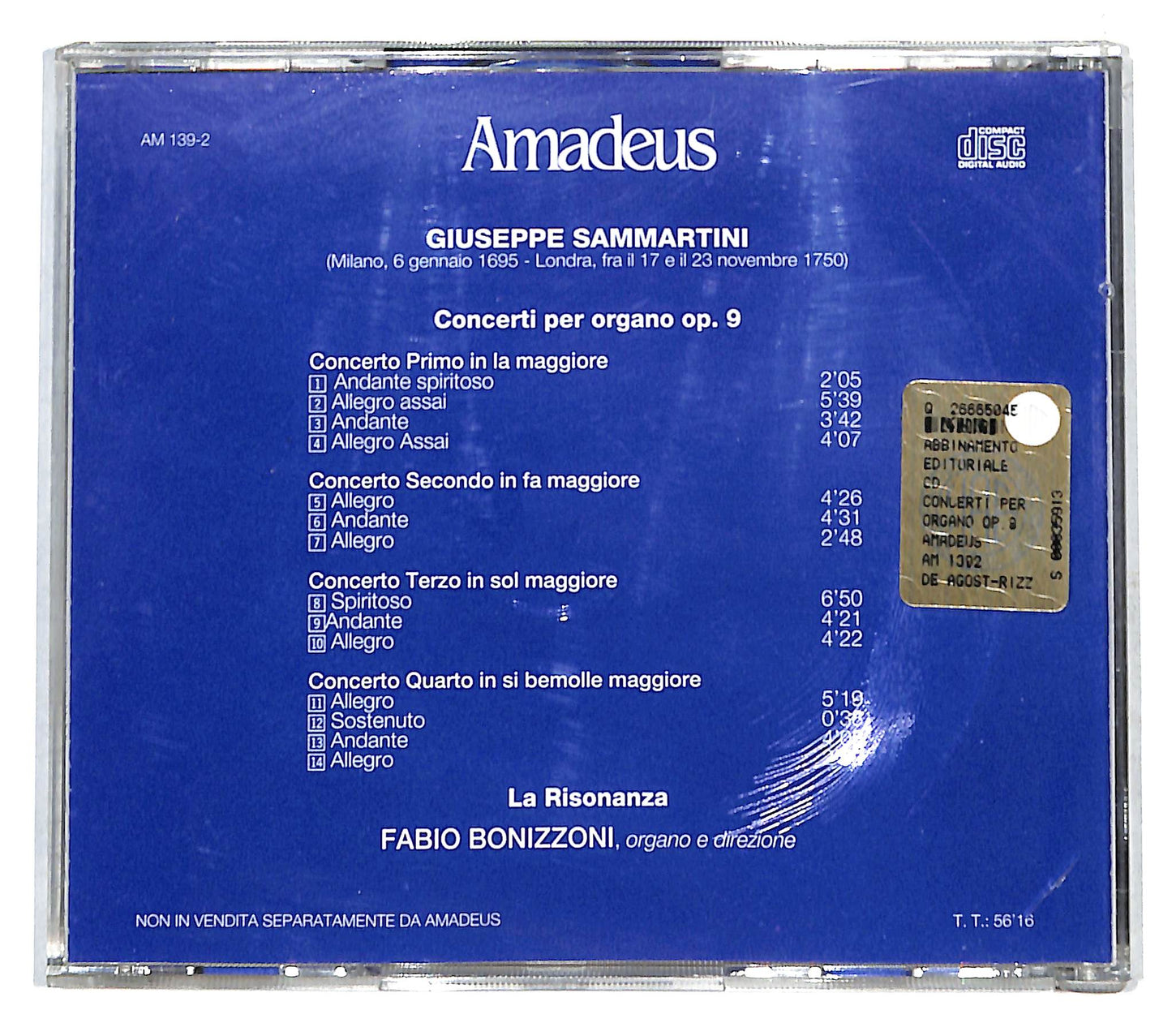 EBOND Giuseppe Sammartini - Concerti Per Organo Op. 9 CD CD140708