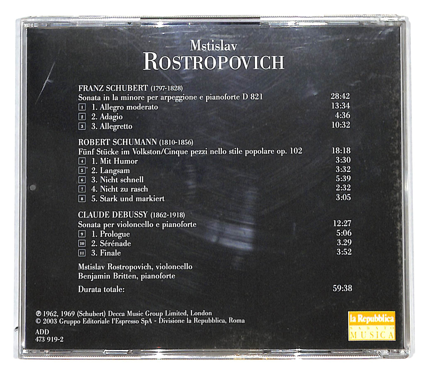 EBOND Mstislav Rostropovich - Schubert - Schumann - Debussy CD CD140762