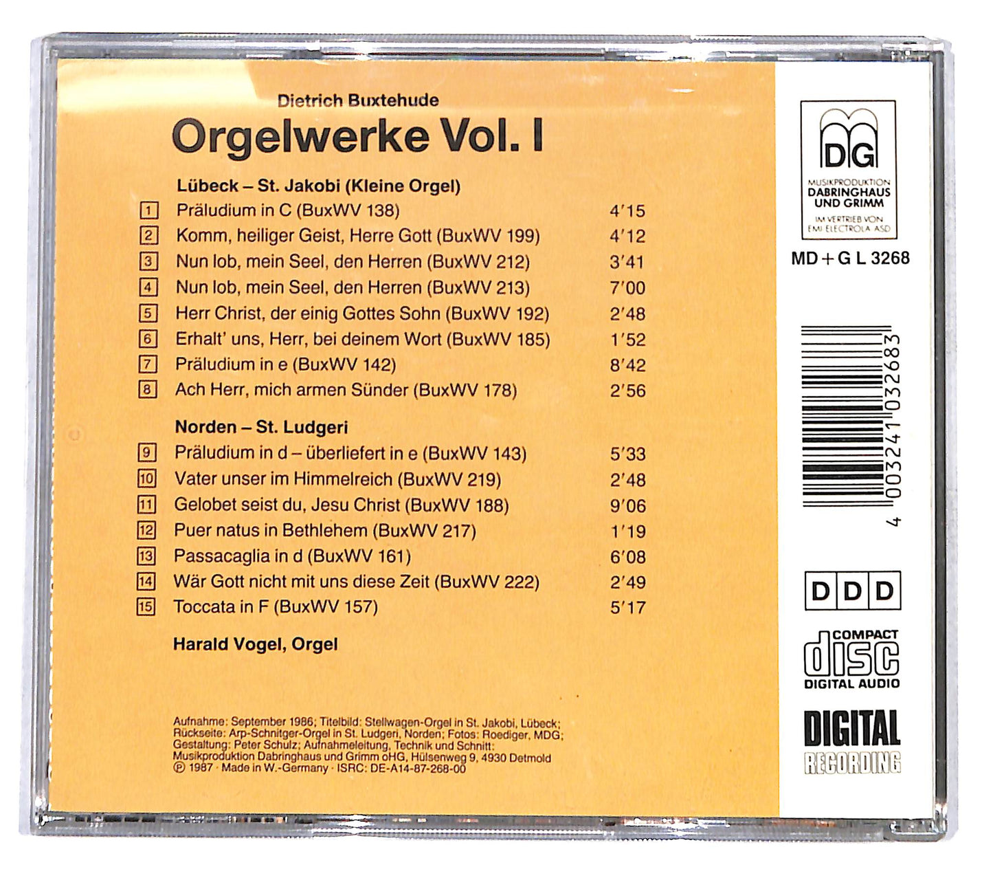 EBOND Dietrich Buxtehude - Harald Vogel - Orgelwerke Vol. 1 CD CD141207