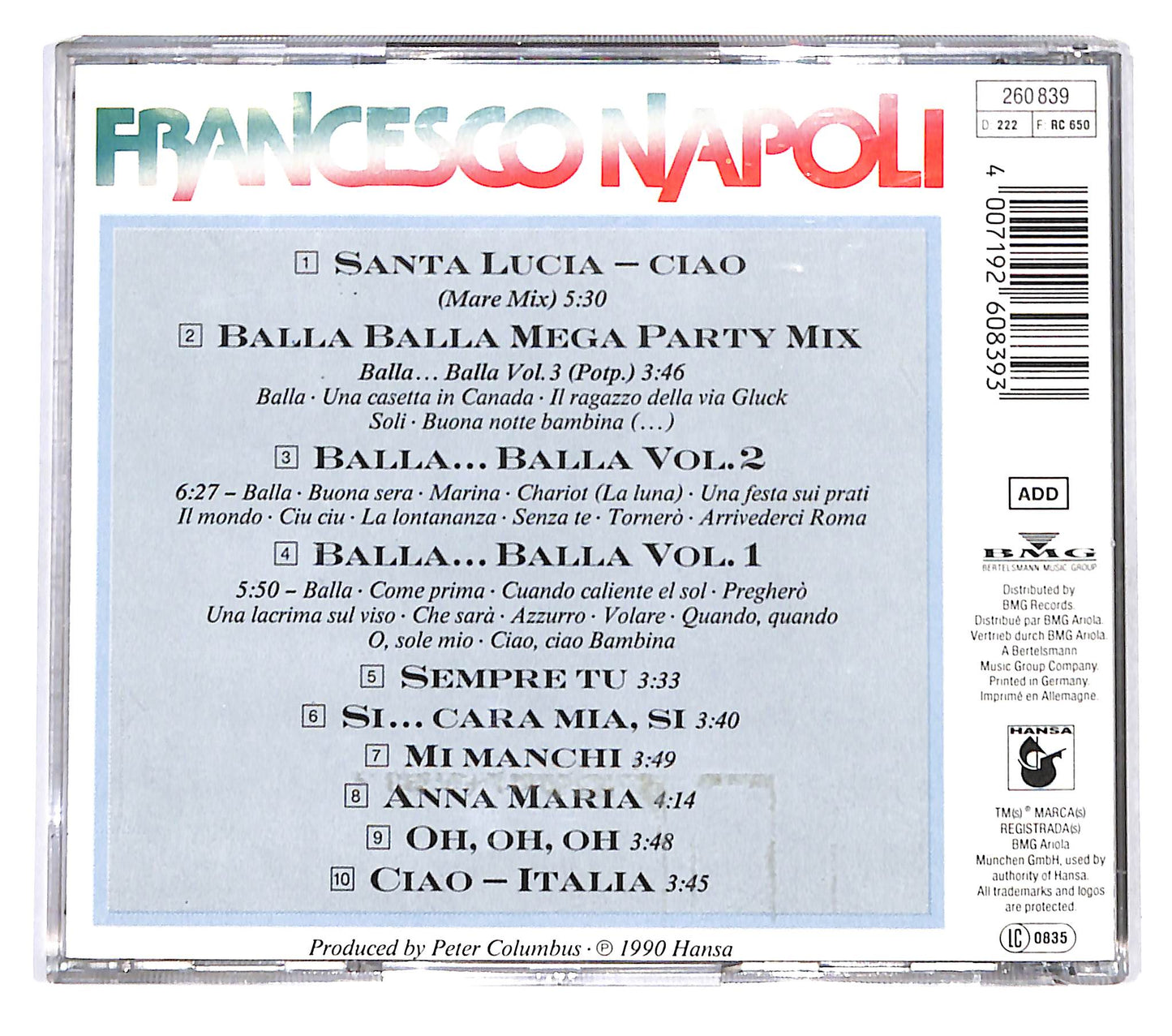 EBOND Francesco Napoli - Ciao - Balla Italia! CD CD142007