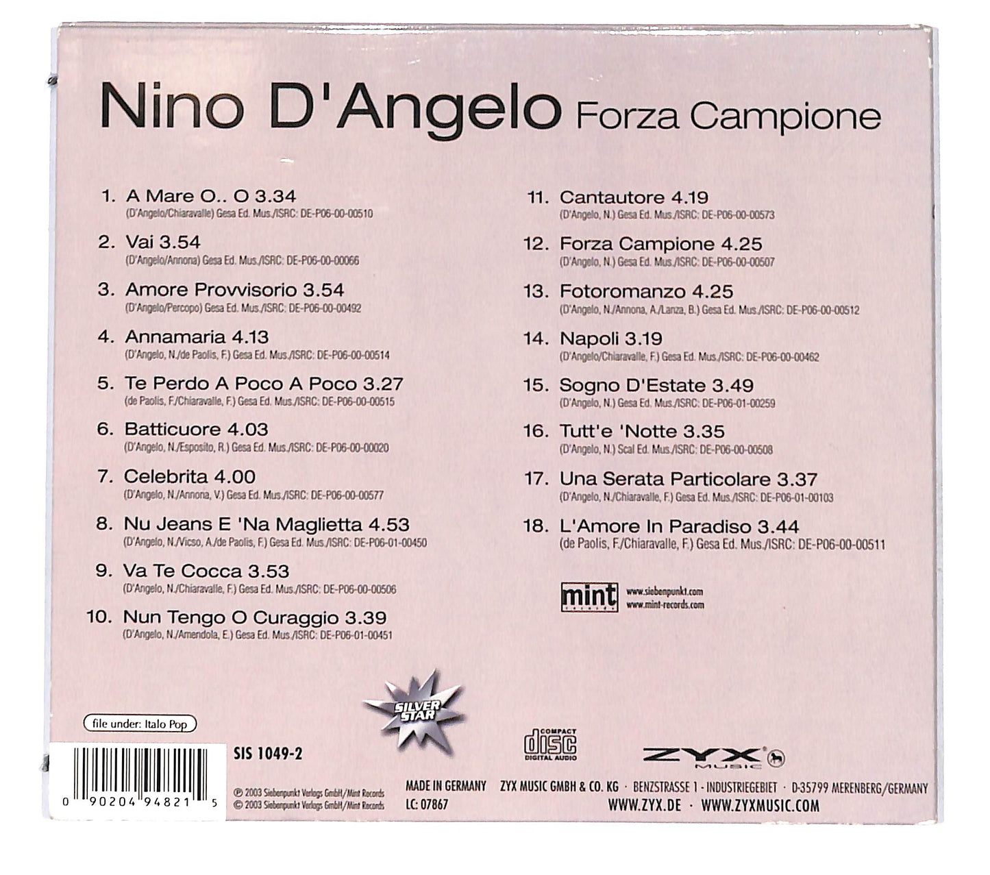 EBOND Nino D'Angelo - Forza Campione DIGIPACK CD CD142015