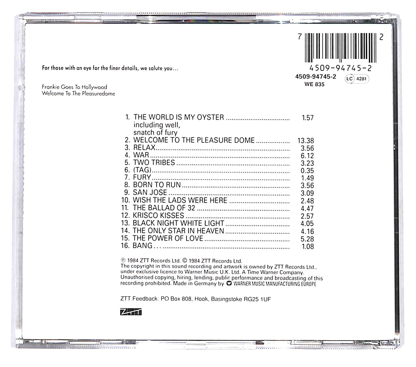 EBOND Frankie Goes To Hollywood - Welcome To The Pleasuredome CD CD142040