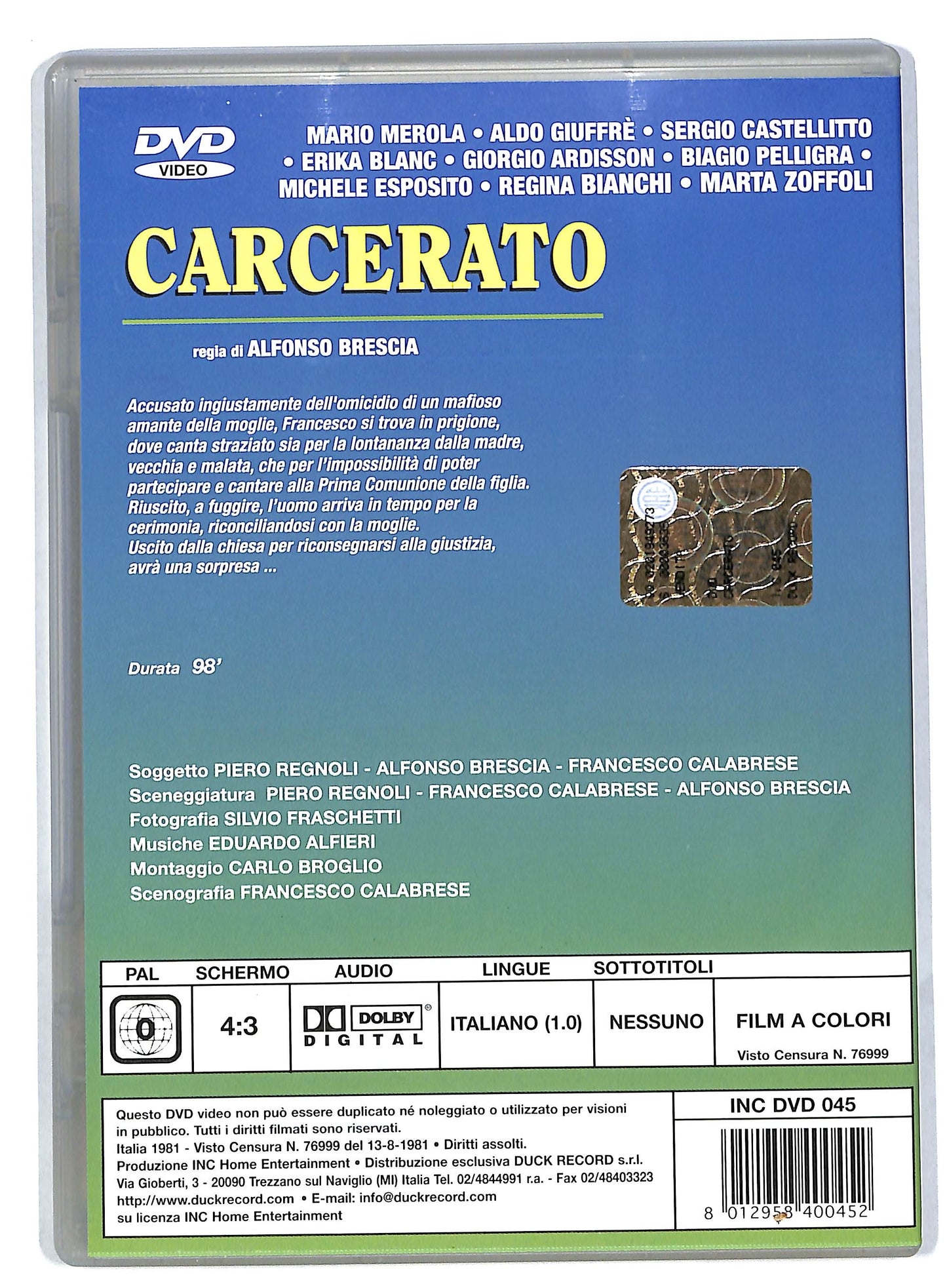 EBOND Carcerato (1981) Mario Merola DVD DB578366