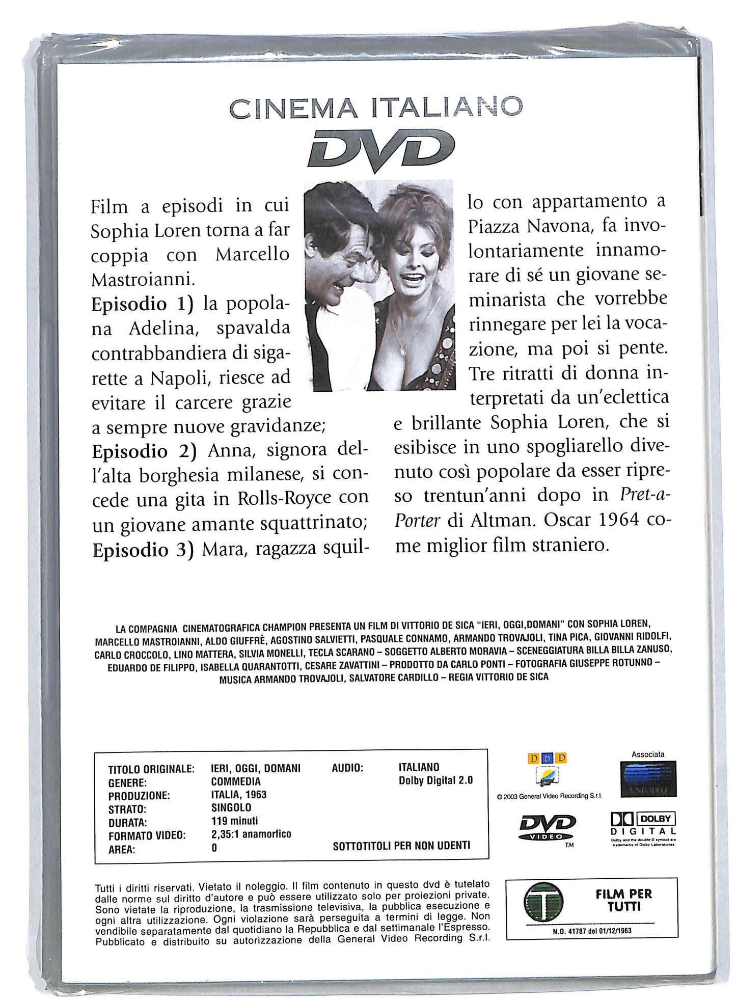 EBOND Ieri oggi domani EDITORIALE DVD DB584352