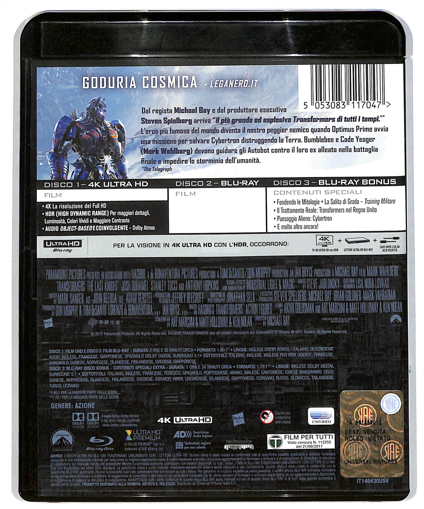 EBOND Transformers - L'Ultimo Cavaliere 4K Ultra-HD + BLURAY DB588686