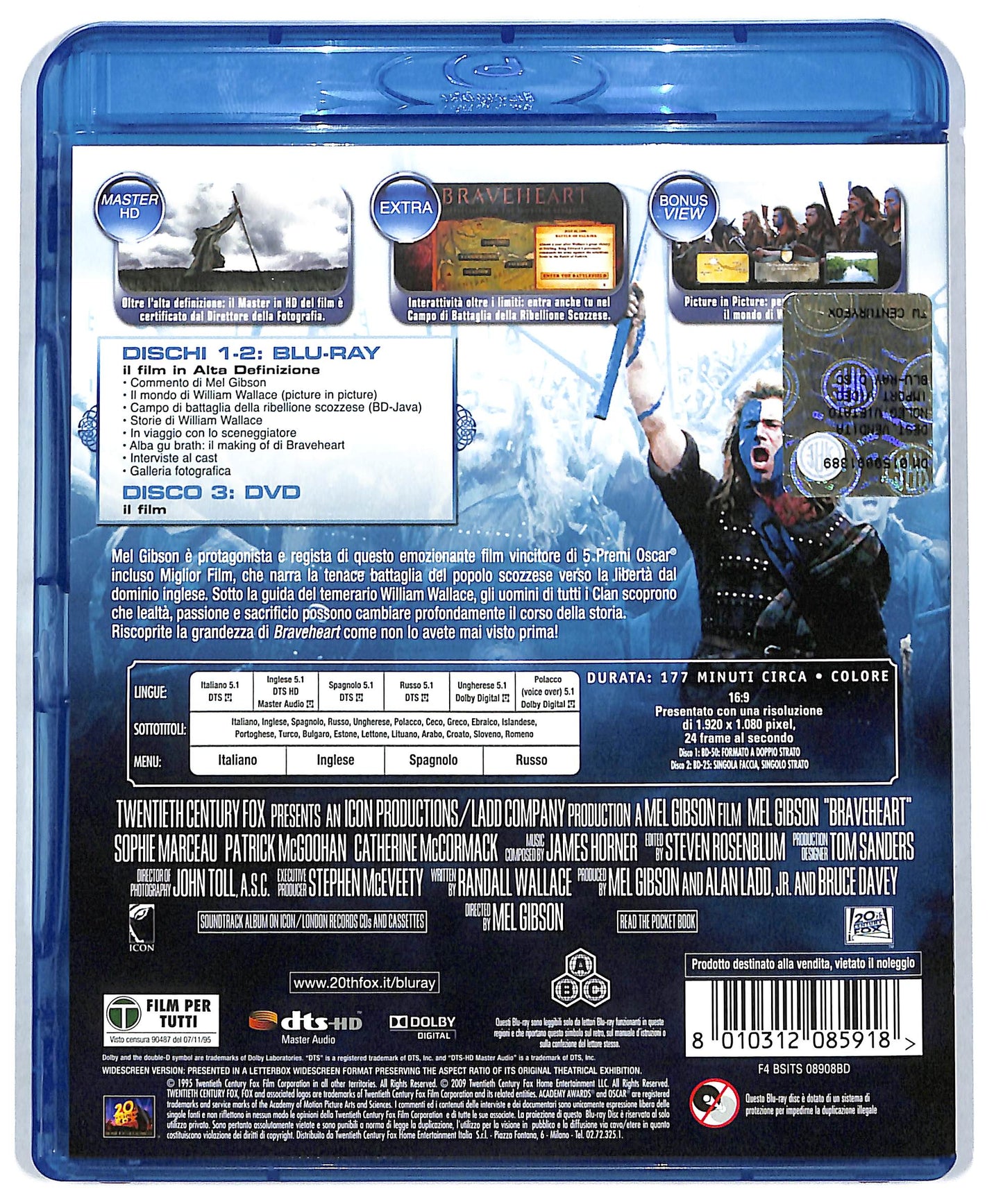 EBOND Braveheart Edizione 3 Dischi BLURAY + DVD BLURAY DB589435