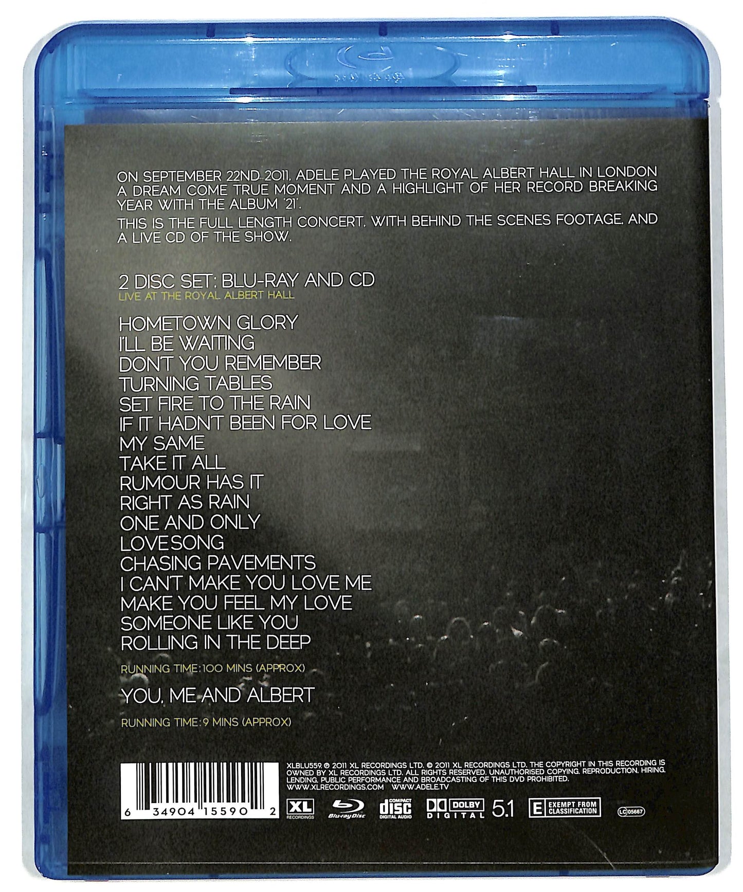 EBOND Adele - Live At The Royal Albert Hall BLURAY DB590126