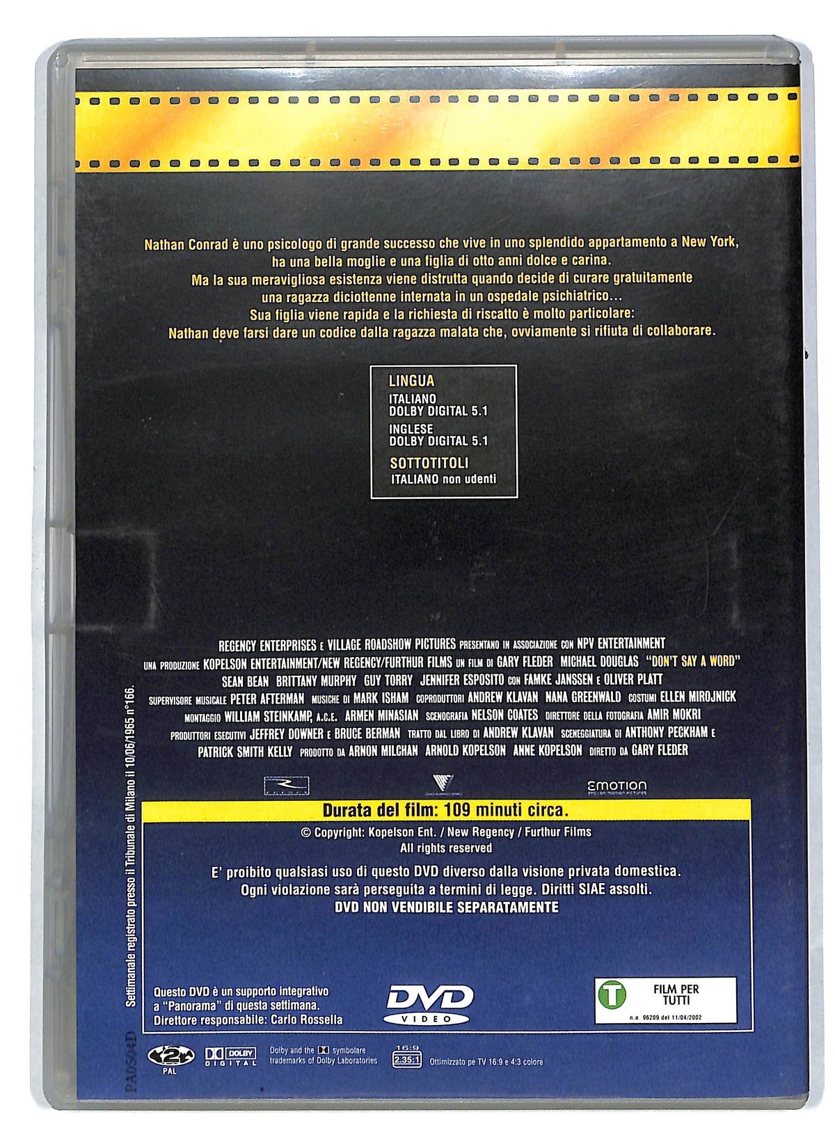 EBOND Don't Say a Word EDITORIALE DVD DB591130