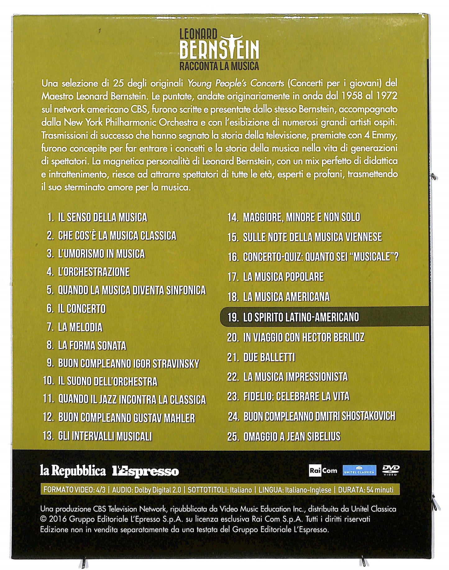 EBOND Leonard bernstein volume 19 - lo spirito latino EDITORIALE DVD DB591436