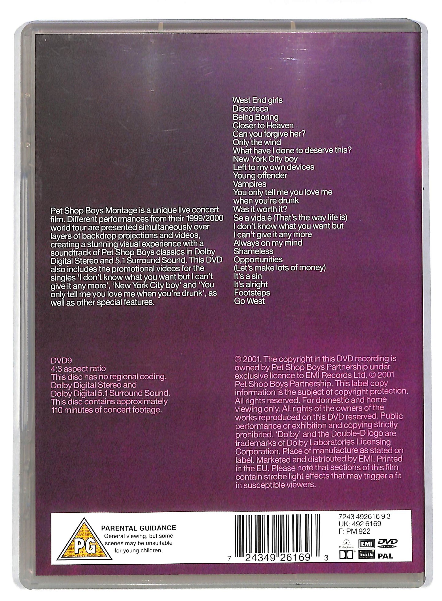 EBOND Pet Shop Boys - Montage (The Nightlife Tour) DVD DB593317